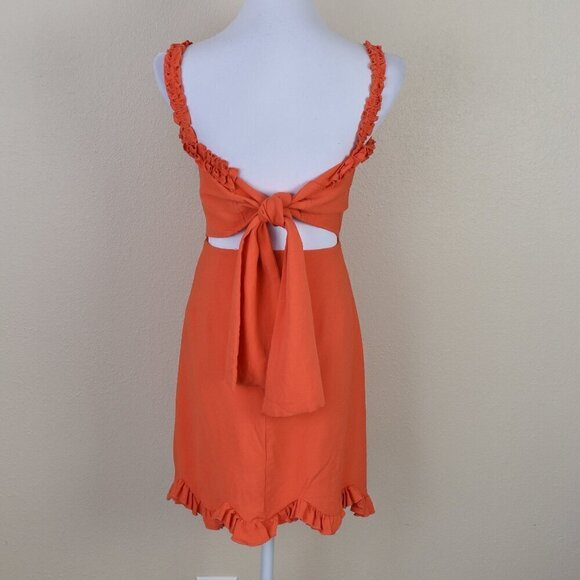 Finders Keepers Chiquita Ruffle Orange Mini Dress - 4 - Picture 8 of 11
